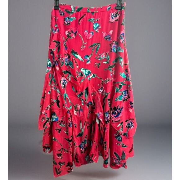 Tanya Taylor Dresses & Skirts - Tanya Taylor Skirt Womens 8 Midi Silk Blend Abstract Fairy Core Cottage Burnout